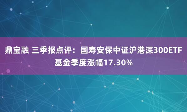 鼎宝融 三季报点评：国寿安保中证沪港深300ETF基金季度涨幅17.30%
